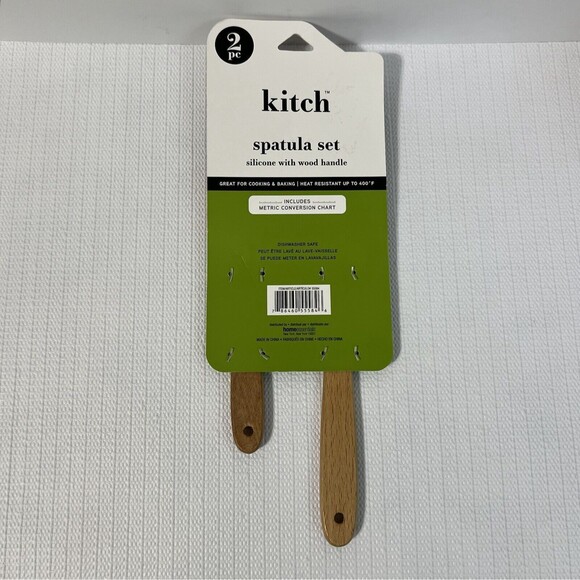 Kitch 2 PC Strawberry Silicone Spatula Set Wooden Handle Metric Conversion Chart - Picture 7 of 11